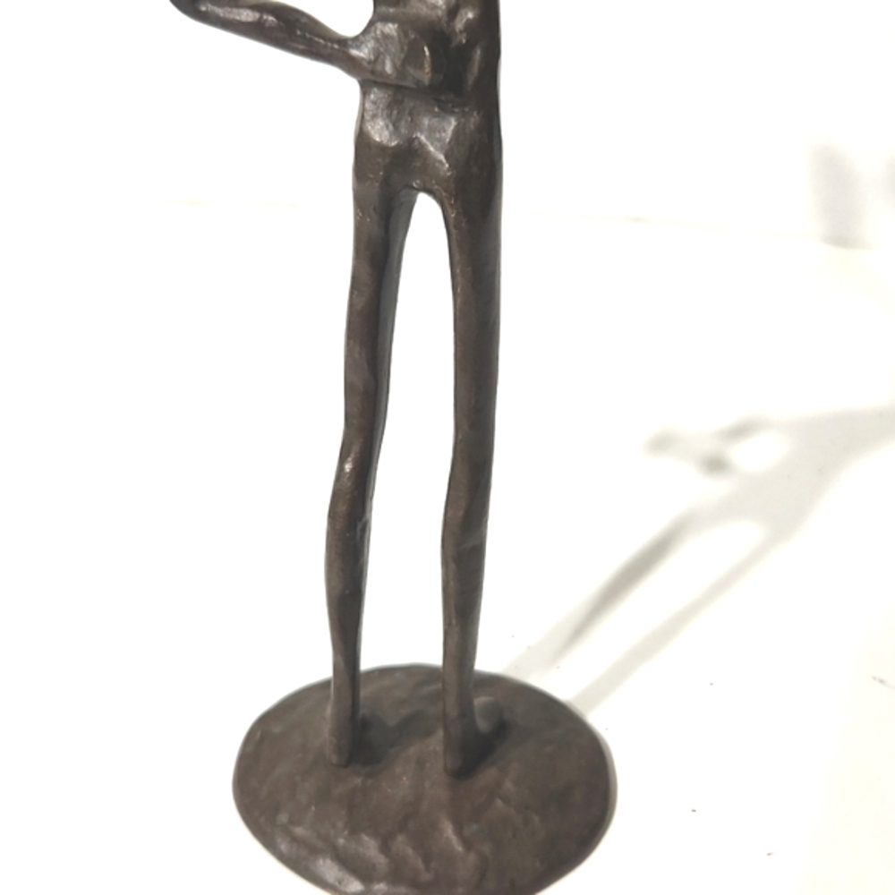 Vintage Bronze Brutalist Abstract Sculpture Wine Cocktail Waiter 10.7" Tall - Picture 9 of 14